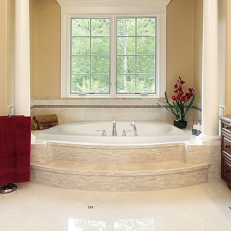Largo 82'' x 64'' Gel Coat Bathtub, White, Polished Chrome