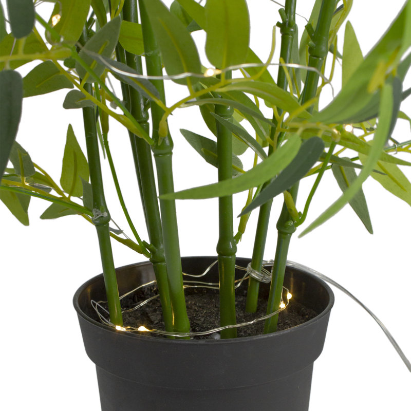 Bambou artificiel en pot 24 po avec lumière DEL