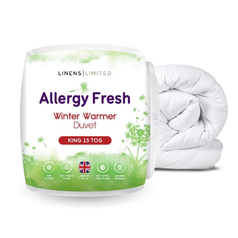 Linens Limited Allergy Fresh Duvet, Made in the UK, All Year Round Quilt, Soft and Comfy, Anti Allergy Hollowfibre, Machine Washable