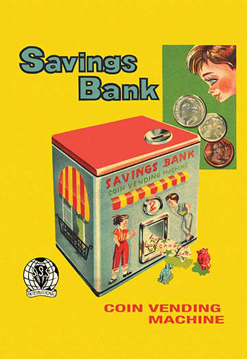 Affiche rétro "banking machine savings bank"