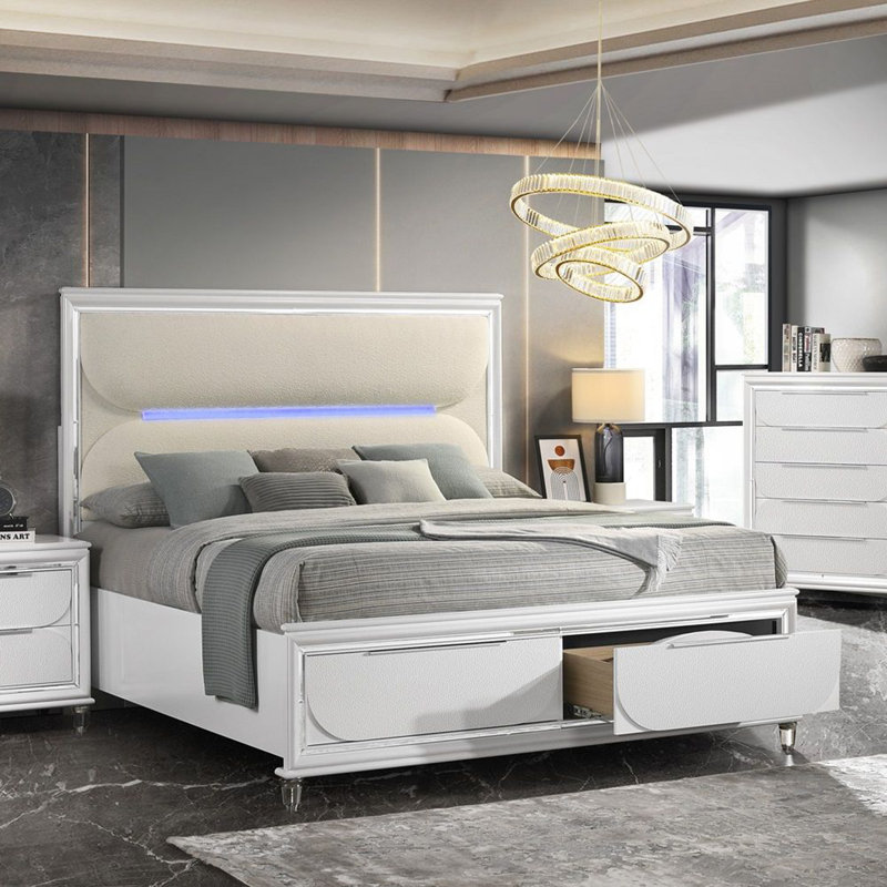 Lit plateforme avec rangement Kenadee, Grand
