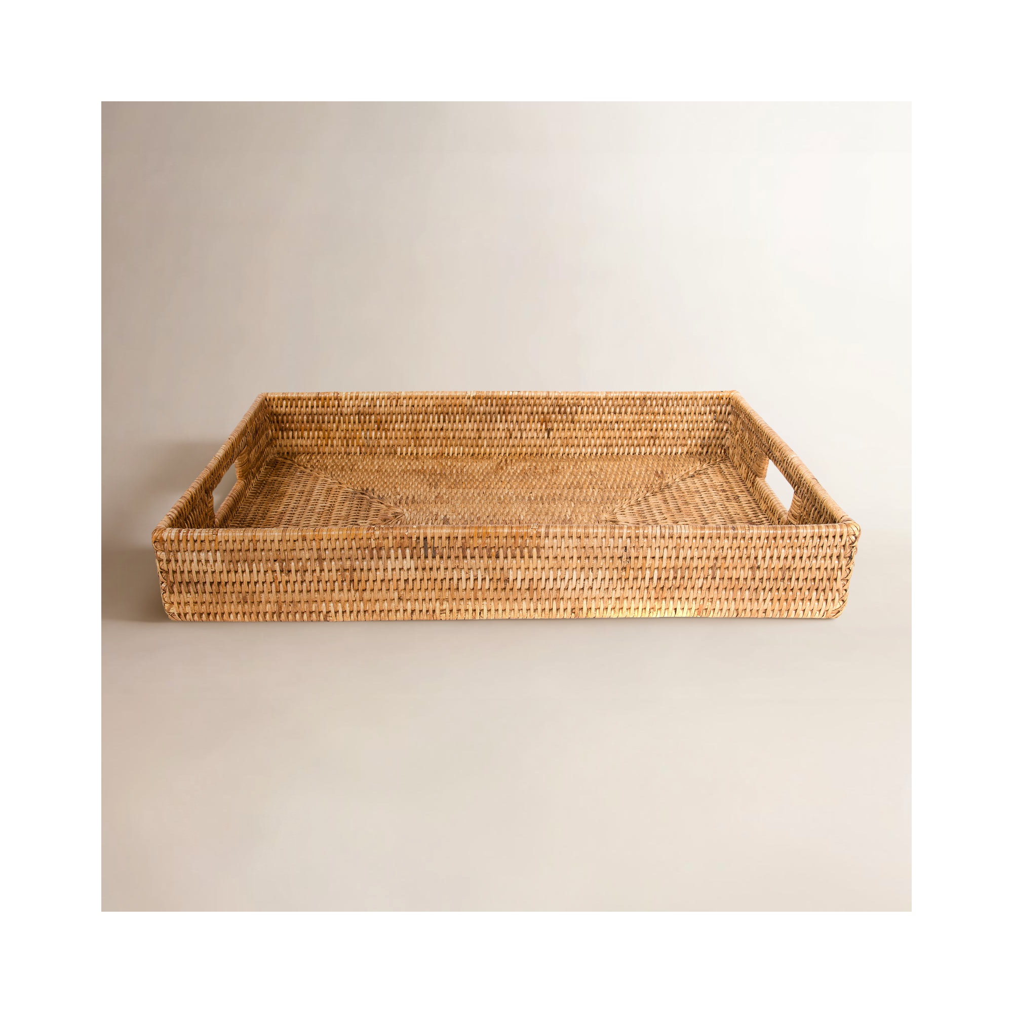 Edmond Rattan Tray - Set of 1, 3" H x 22" L x 15" W, Honey Brown