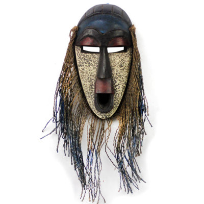 Décoration murale à masque en bois africain abajo