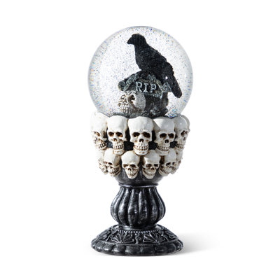 100Mm 7.25"H Halloween Resin Stacked Skull Waterglobe