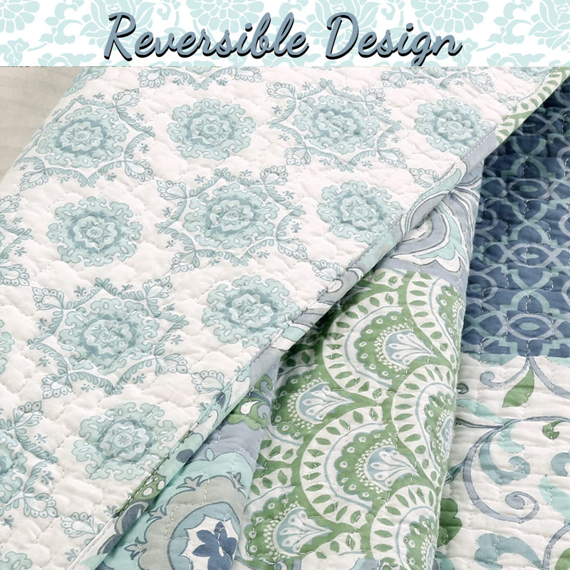 Windfall Cotton Patchwork Quilt Set, Twin Quilt + 1 Standard Sham