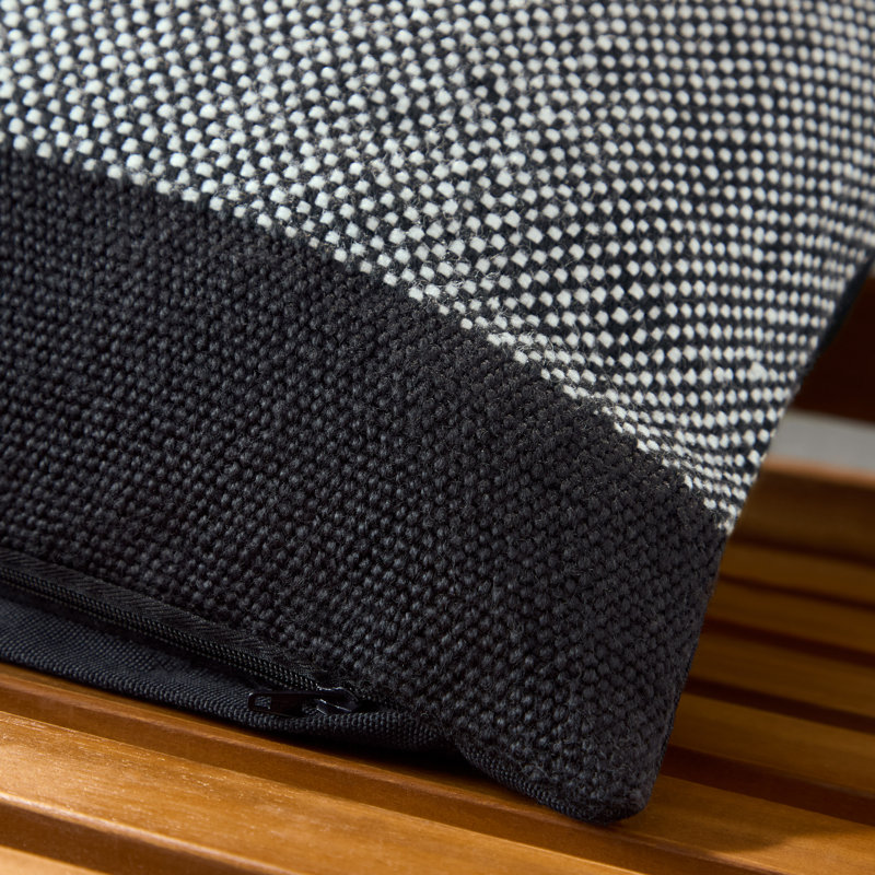 Black and Ivory Recycled Material Outdoor Pillow