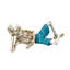 Figurine de squelette allongé en résine blanc cassé, style gothique côtier, vêtue d'un maillot de bain turquoise, 23 cm de large