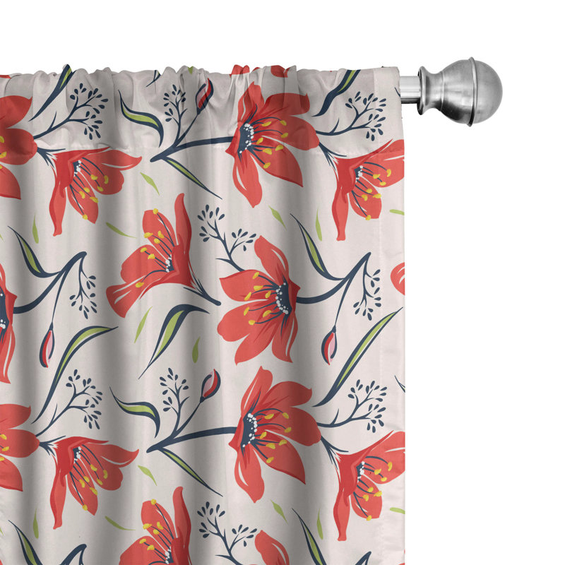 Floral Semi-Sheer Rod Pocket Curtain Panels, 28" x 95"