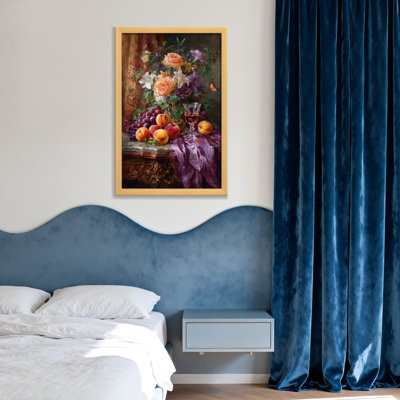 Nature morte avec plantes, fleurs, fruits et vin
