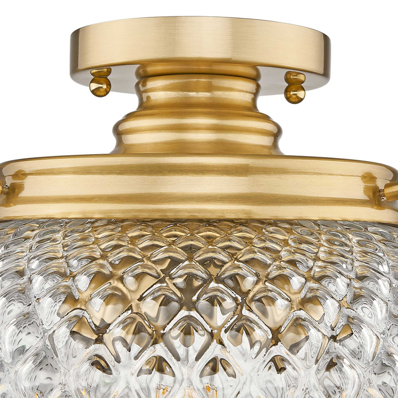 Breen 3 Light Semi-Flush with Clear Glass Shade, Modern Brushed Gold