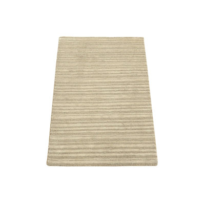 2'x3' Beige Modern Stripe Design Hand Loomed Wool and Silk Mat Rug 9211A071C6B1443280850A6A4CD15C8A