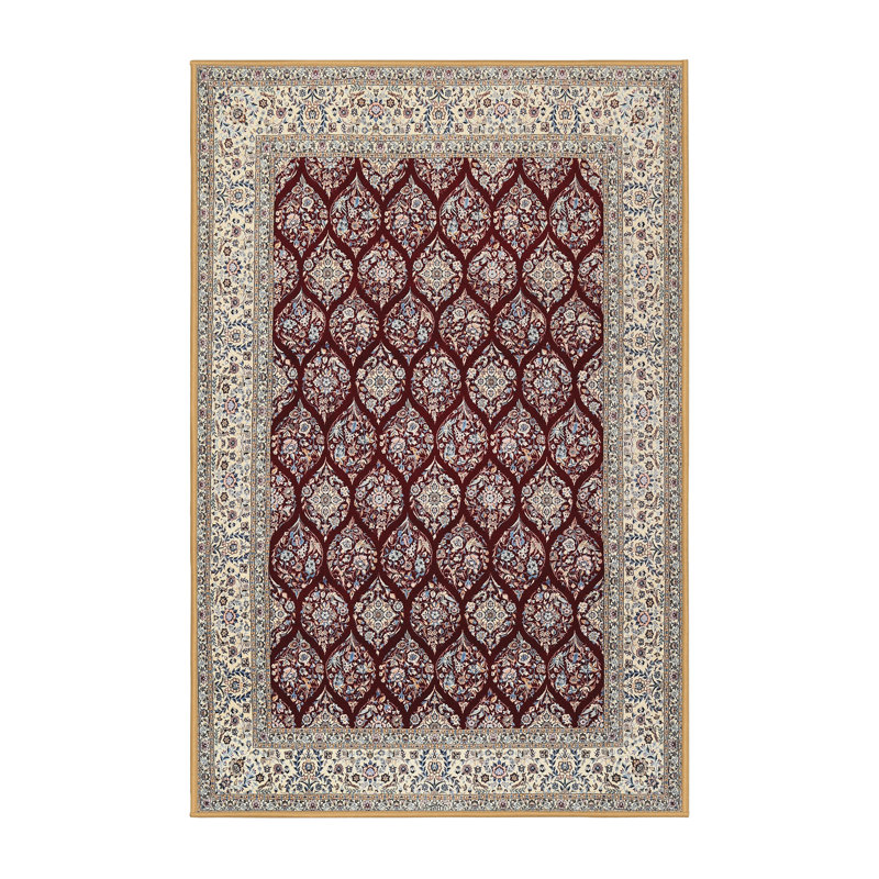 Tapis oriental en laine / polyester beige Douthit, Rectangle 7 pi x 9 pi
