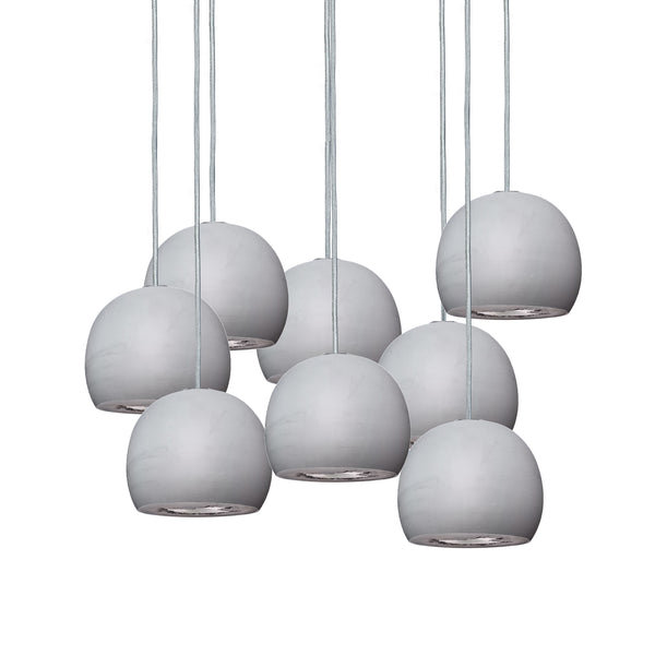 8 - Light Dimmable Dome Chandelier, 60" H x 24" W x 24" D, Nickel, Matte Gray