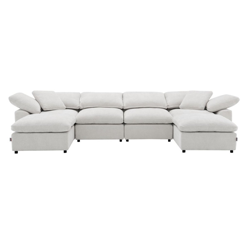 Canapé modulaire en lin avec repose-pieds 6 pièces Naveen
