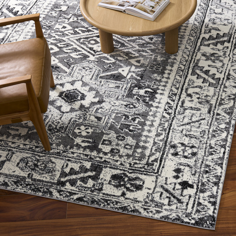 Tapis oriental gris / ivoire Allanton, Rectangle 8 pi x 10 pi
