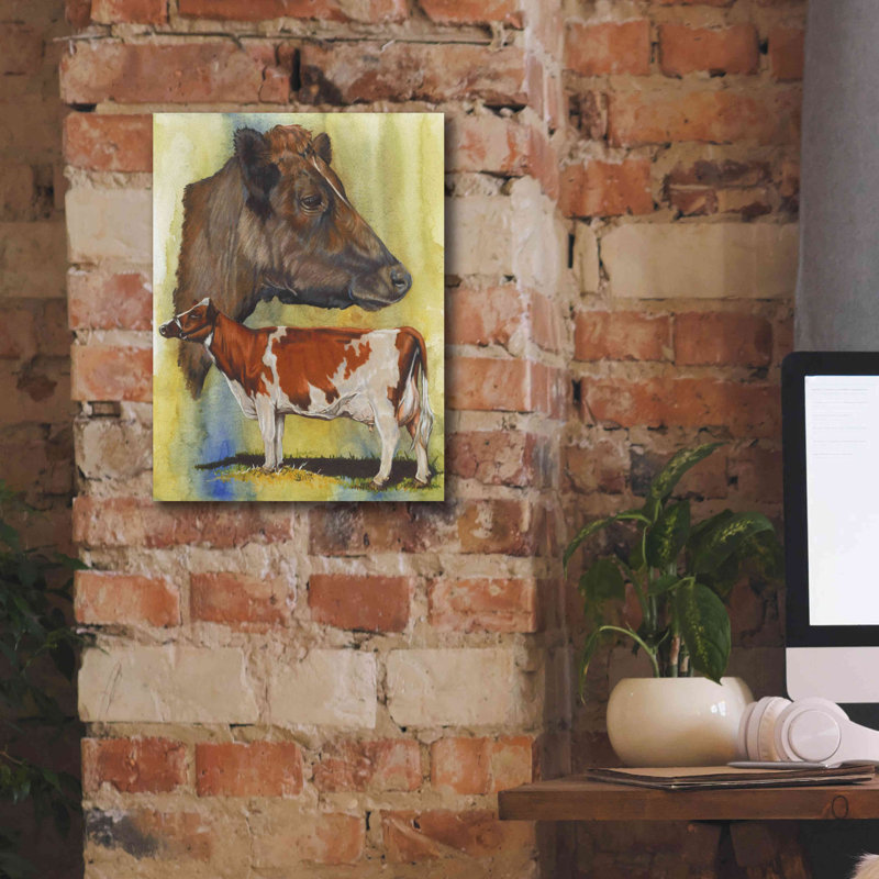«Ayrshire Cows» par Barbara Keith, art mural sur toile, H 16 po x l 12 po x P 0,75 po