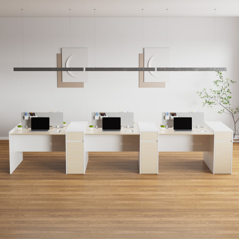 Poste de travail modulaire pour 6 personnes avec rangement et prises Okeysen