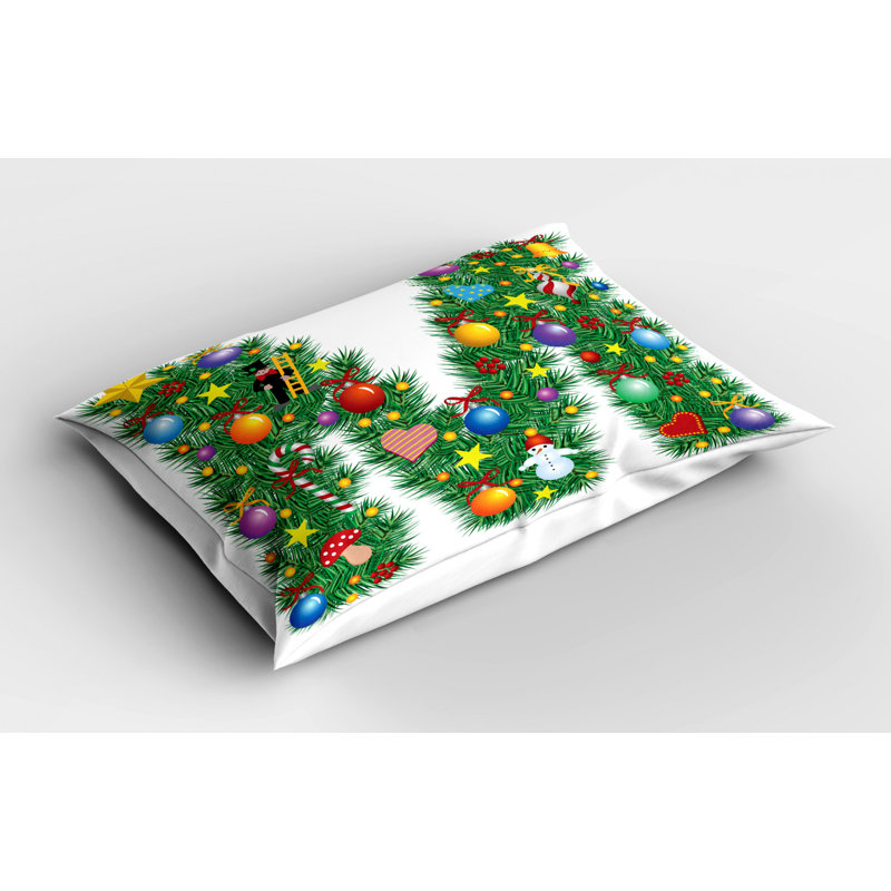 Christmas Letter M Multicolor Polyester Standard Sham