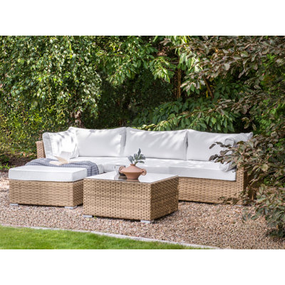 Lounge Set Amirya PE Rattan Natural Right Hand 4 Seater