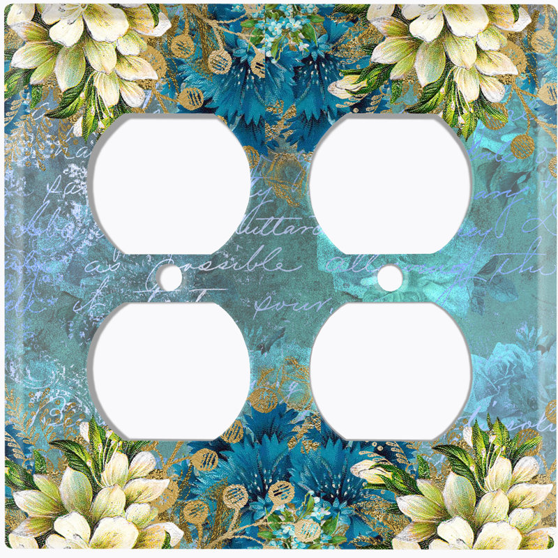Metal Letter Rose Flowers Bouquet 2-Gang Duplex Outlet Wall Plate