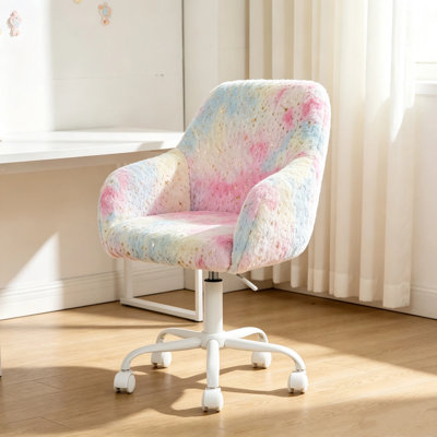 Chaise de bureau pivotante pour enfants Chaise de bureau rembourrée colorée Chaise de travail avec accoudoirs Chaise de bureau pour adolescent à hauteur réglable