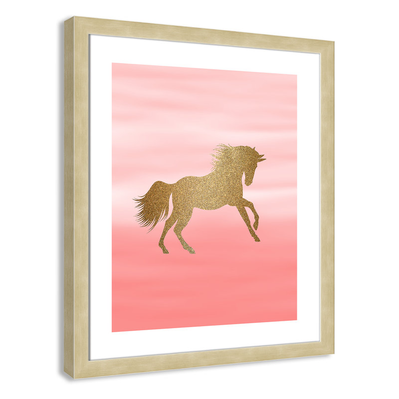 Art encadré ombré rose 1 ', H 24,5 po x l 20,5 po x P 0,6 po, Encadrement champagne