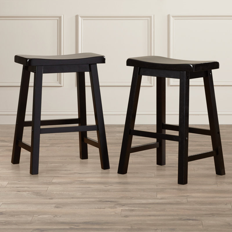 Whitworth Solid Wood Stool, Black, Counter Stool (24” Seat Height)