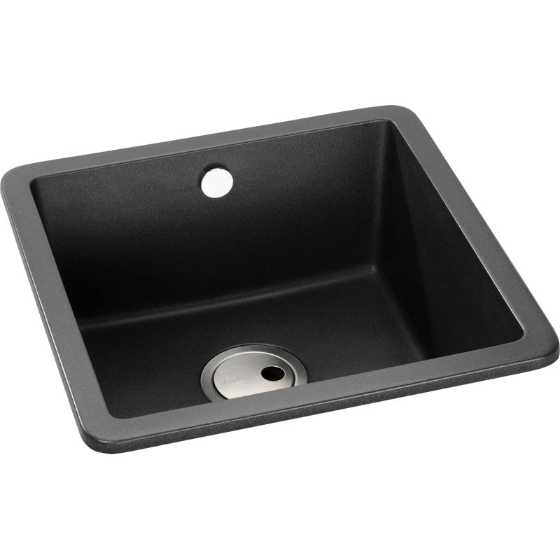 Abode Designs 460mm W Single Bowl Granite Kitchen Sink, Black