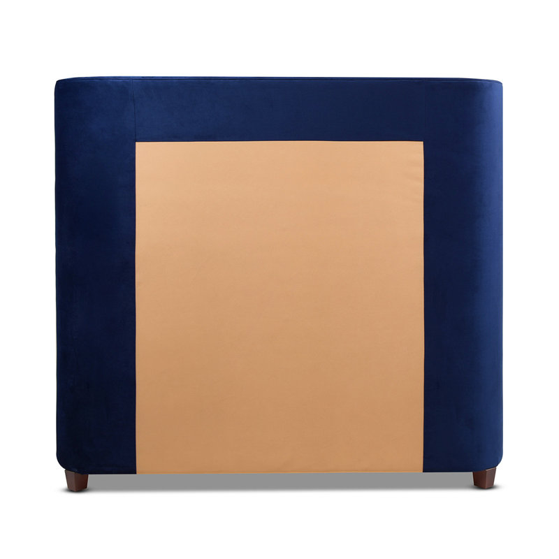Currier Upholstered Wingback Bed, Queen, Navy Blue Velvet