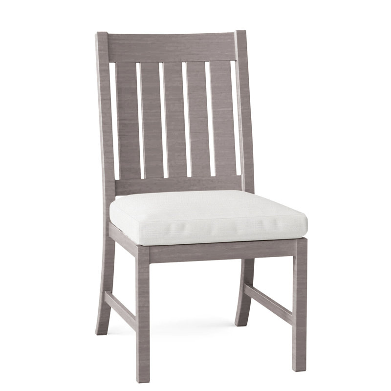 Club Patio Dining Side Chair with Cushions, No Welt, Oyster, Rollo Lace