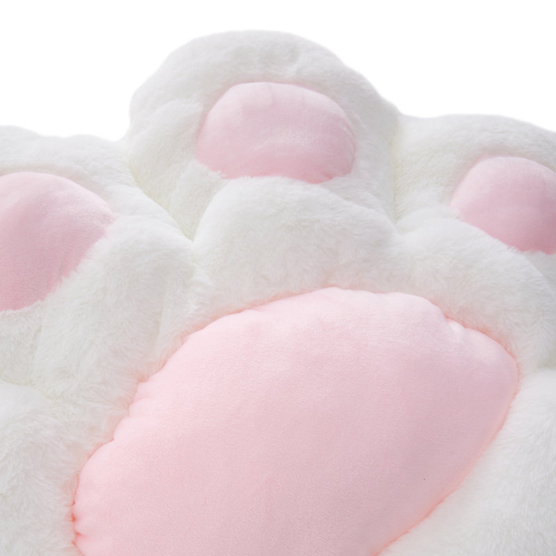 Reversible Plush Cat Paw Seat Cushion, White