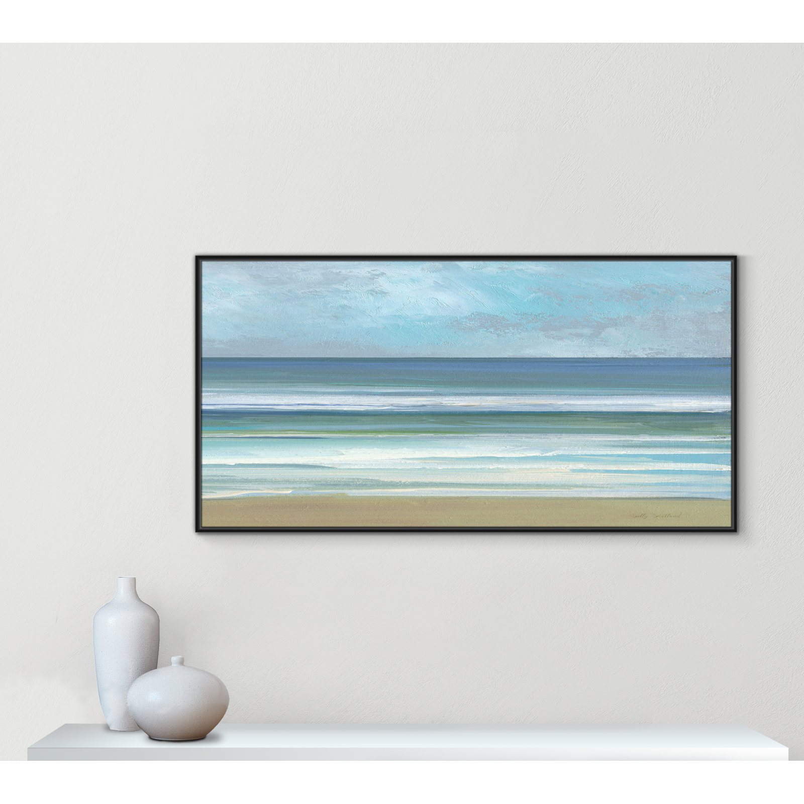Abita "Gentle Waves II" Print by Sally Swatland, 31.5" H x 61.5" W, Black