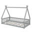 Lit simple en bois en forme de tente avec garde-corps-544387886