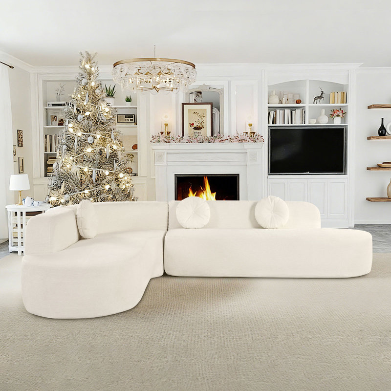 Salvatore Boneless 122 Inch Wide Extra Large Four Seater Sectional, Beige Chenille