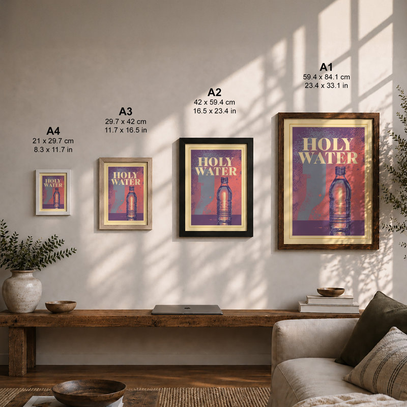 Holy Water Retro - Framed Print, Unframed, A2 - 59.4 x 42.0 cm