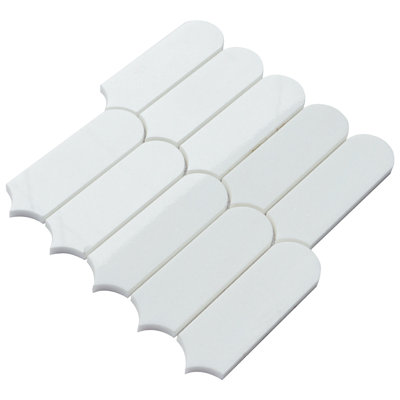 Moonlit Arches 10.4 In. X 9.77 In. Picket Polished Marble Mosaic Tile