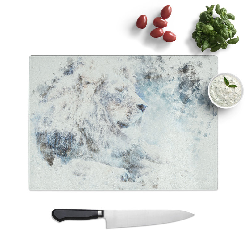 Tempered Glass Beautiful Lion Chopping Board, 28.5 cm x 39 cm