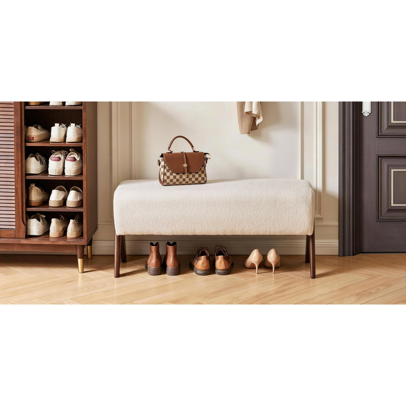 Banc d'entrée rembourré en chenille style Mid-Century