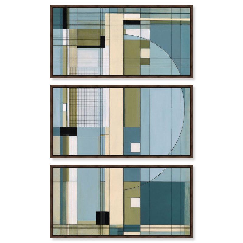 Ensemble de décoration murale de bureau « Plan vertical III » sur toile, par Art Remedy, châssis entoilé, 40 x 20 pouces.