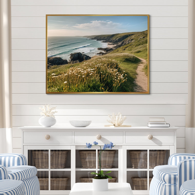 «Rocky Beachside I», reproduction sur toile, H 24 po x l 32 po x P 1 po, Cadre flottant doré