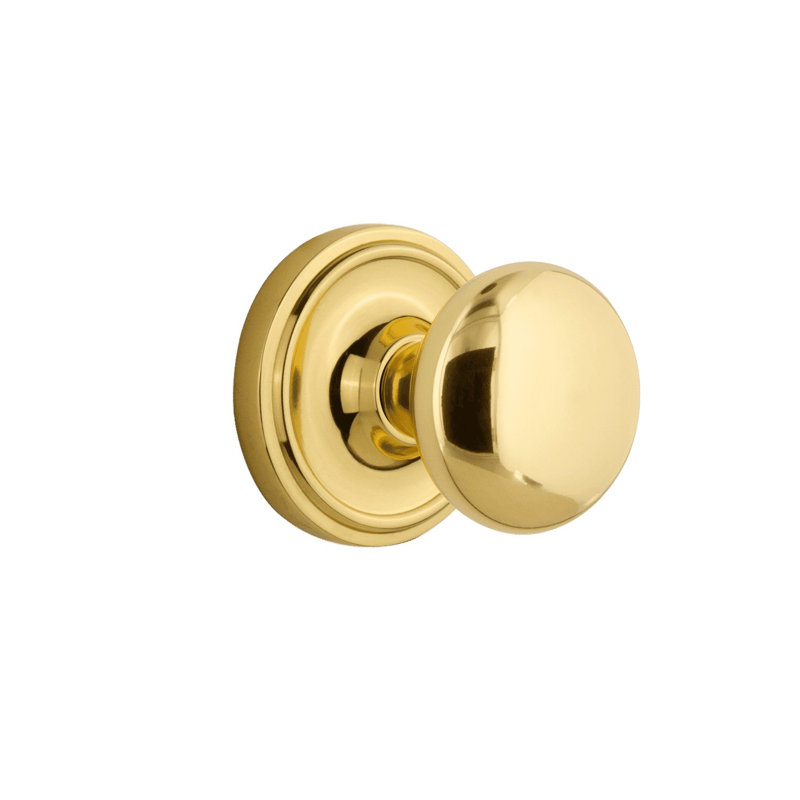 Rosette classique avec bouton de porte New York, Laiton non laqué