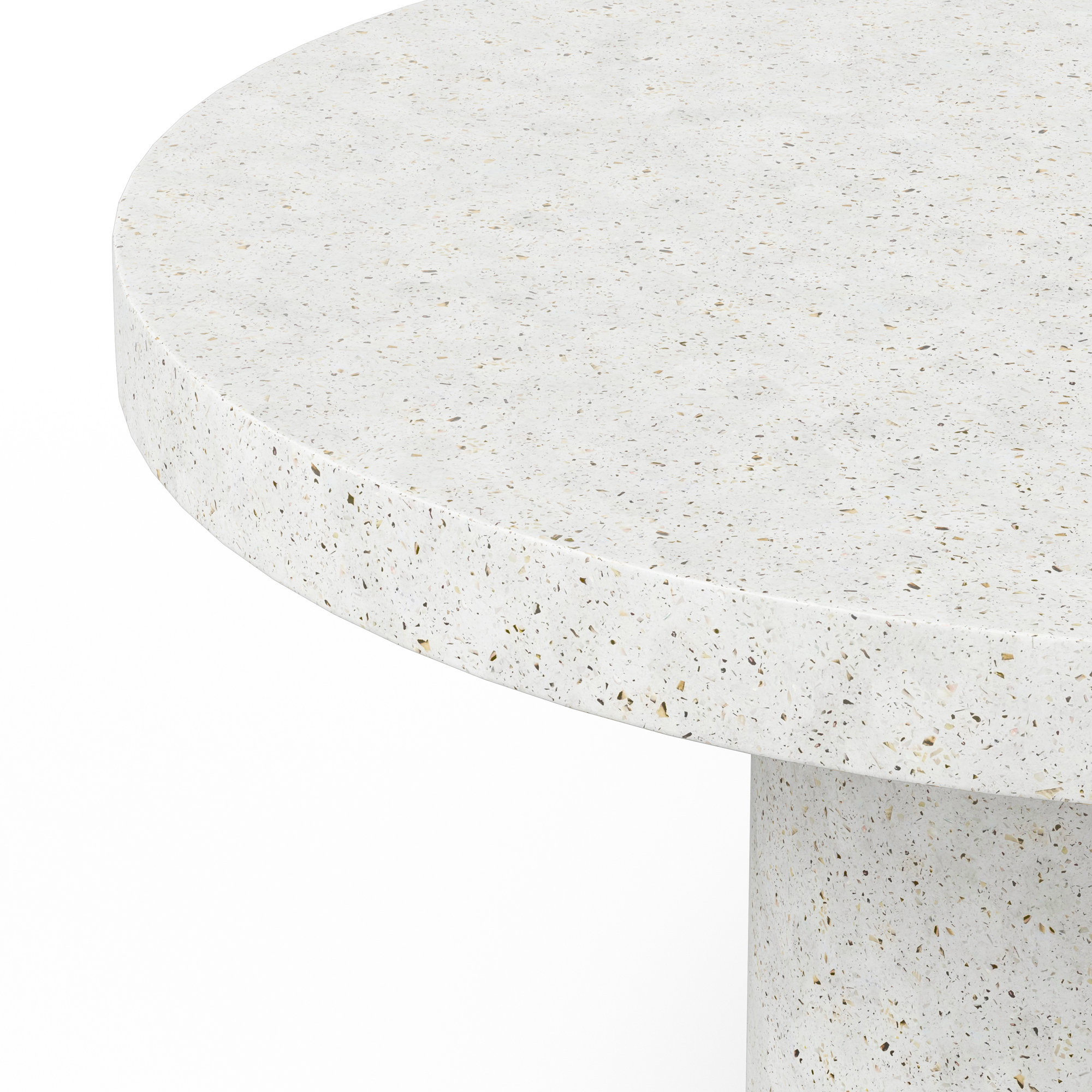 Kareen Concrete Pedestal Dining Table, Counter Table (36.25" Height), Ivory Terrazzo, 60" Round  