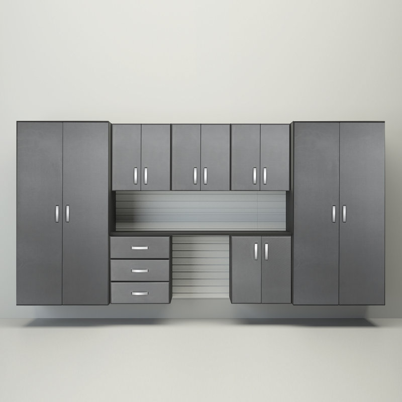 Deluxe 7 Piece Complete Storage System, Silver Carbon/White