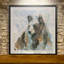 Ours noir sur bleu - Reproduction encadrée sur papier-368198294