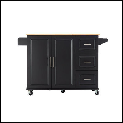 Kitchen Island & Kitchen Cart, Mobile Kitchen Island with Extensible Wood Table Top