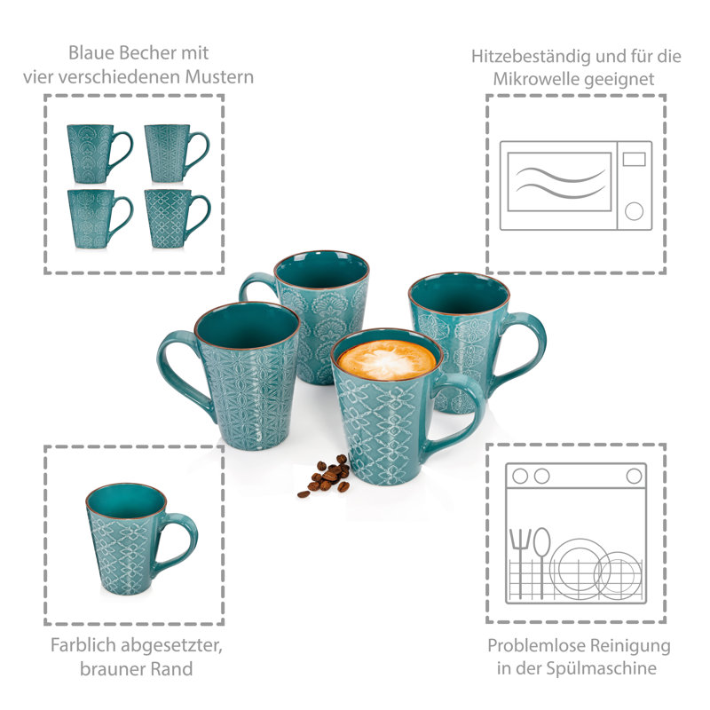 Emhouse 4 Piece Latte Mug