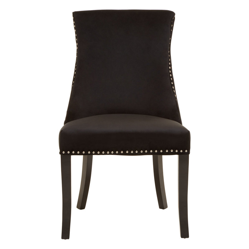 Otsego 52cm H Velvet Upholstered Side Chair, Black