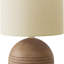 Lampe de table Addy, base en globe texturé en résine brune, abat-jour en lin beige-117054160