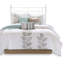 Courtepointe 6 pièces avec imprimé floral bleu blanc, double / grand, microfibre, taies décoratives brodées à la décoloration, accent élégant