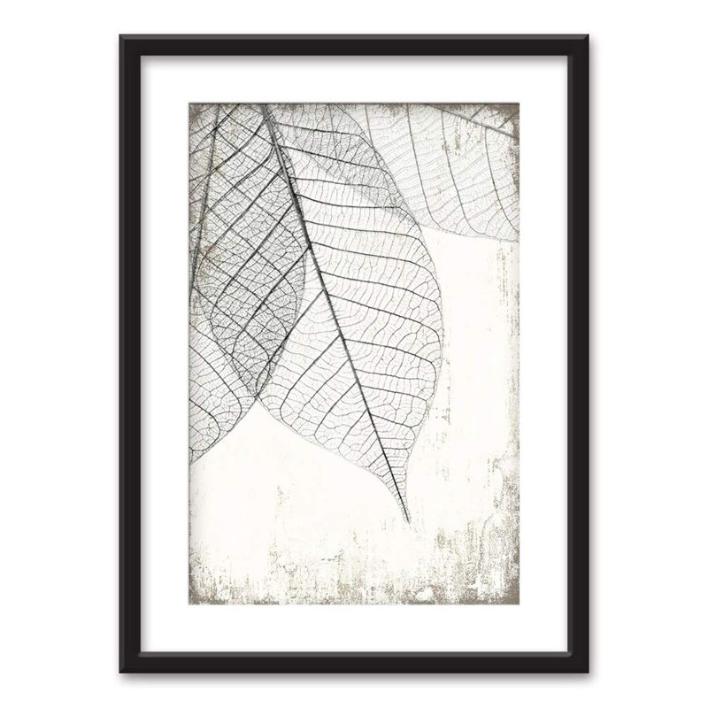 " Black White Leaf Vein Pattern Vintage "